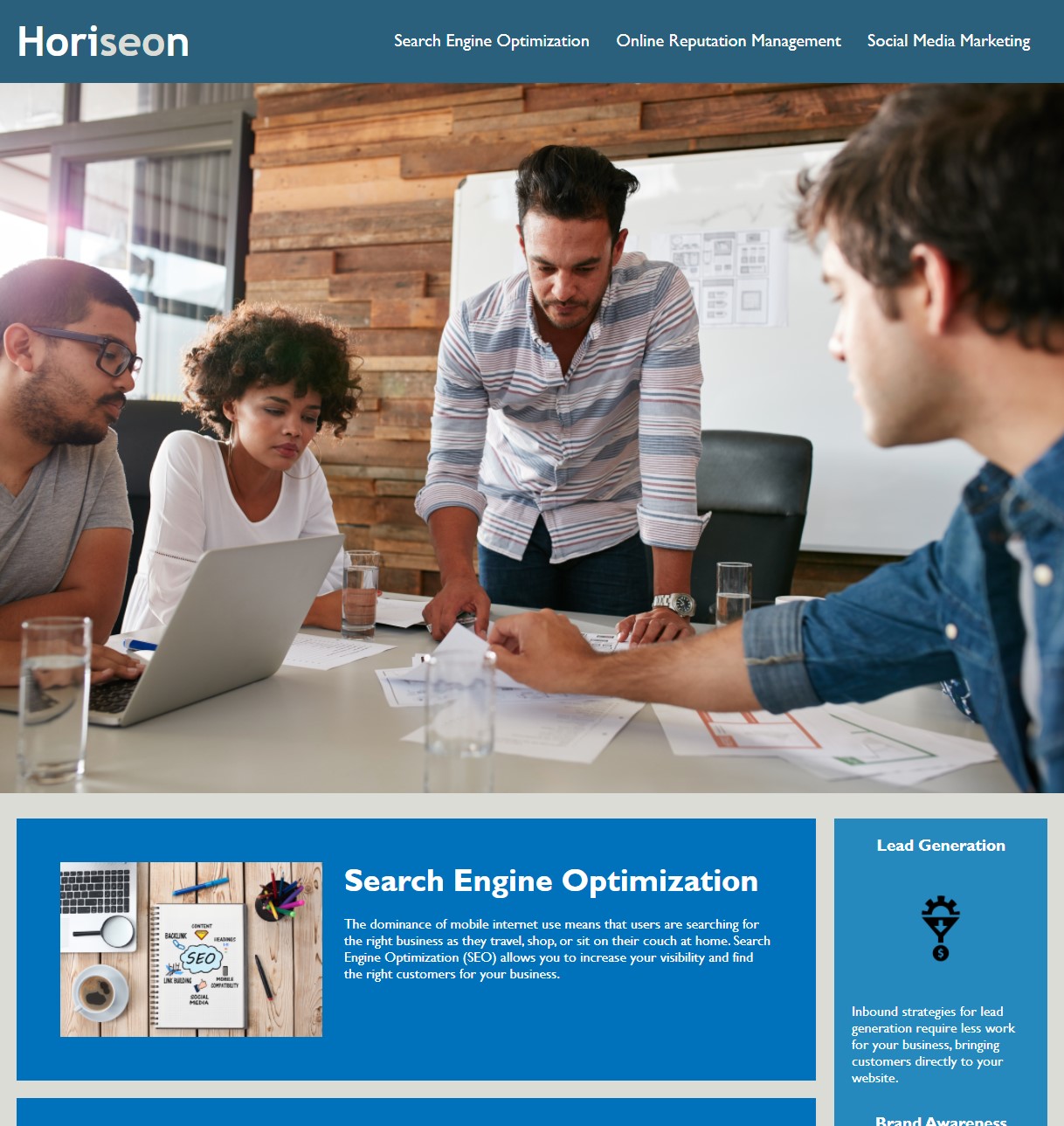 Screenshot of Horiseon website