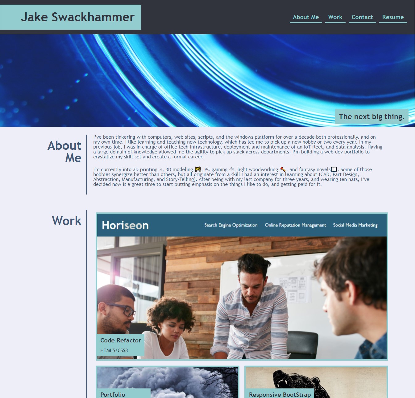 Screenshot of this portfolio website.